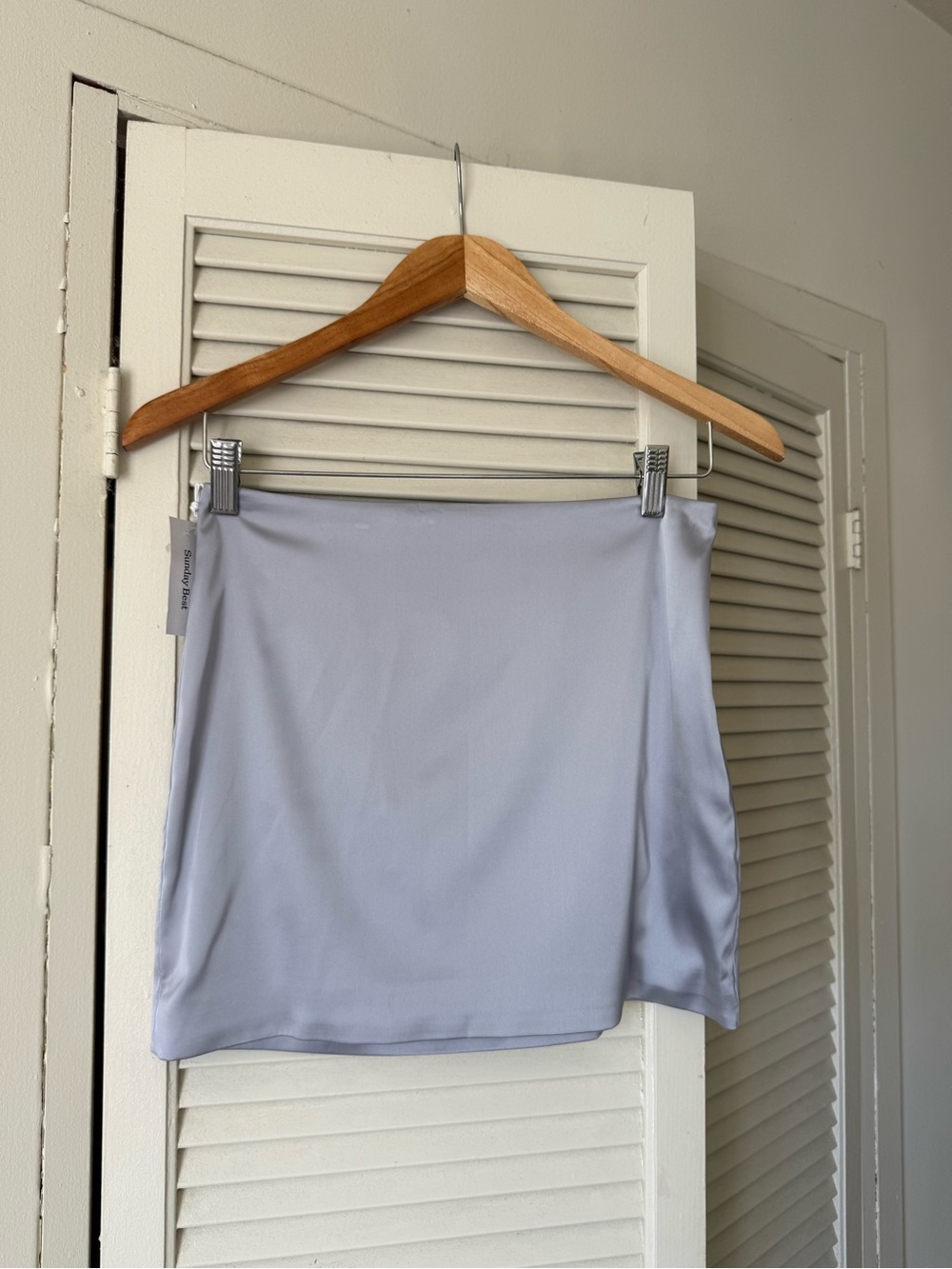 Aritzia Light blue/Gray Satin Mini Skirt